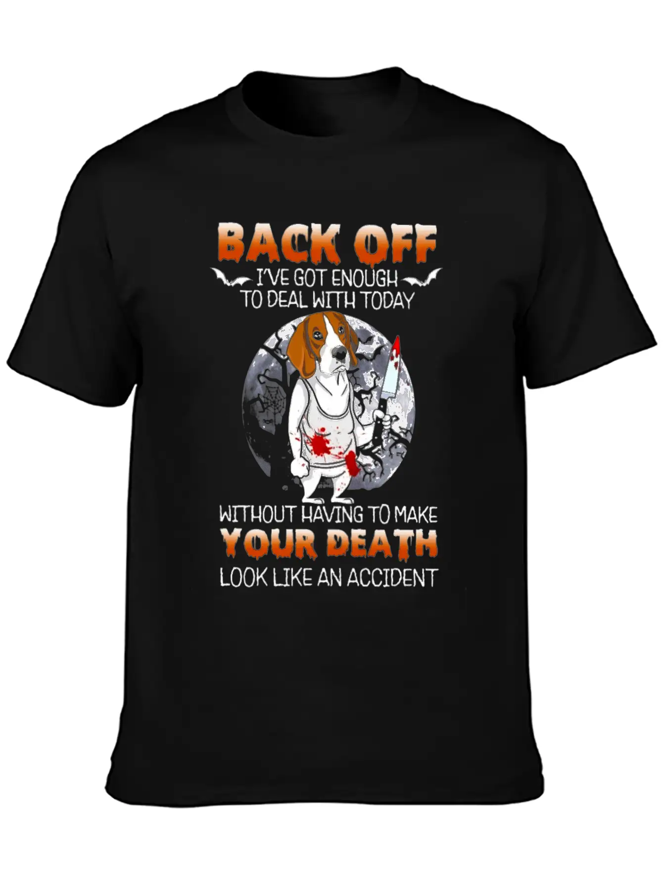 Scary Moon Dog With Scary Face Stylish Everyday T-Shirt – Unisex Basic Cotton Tee