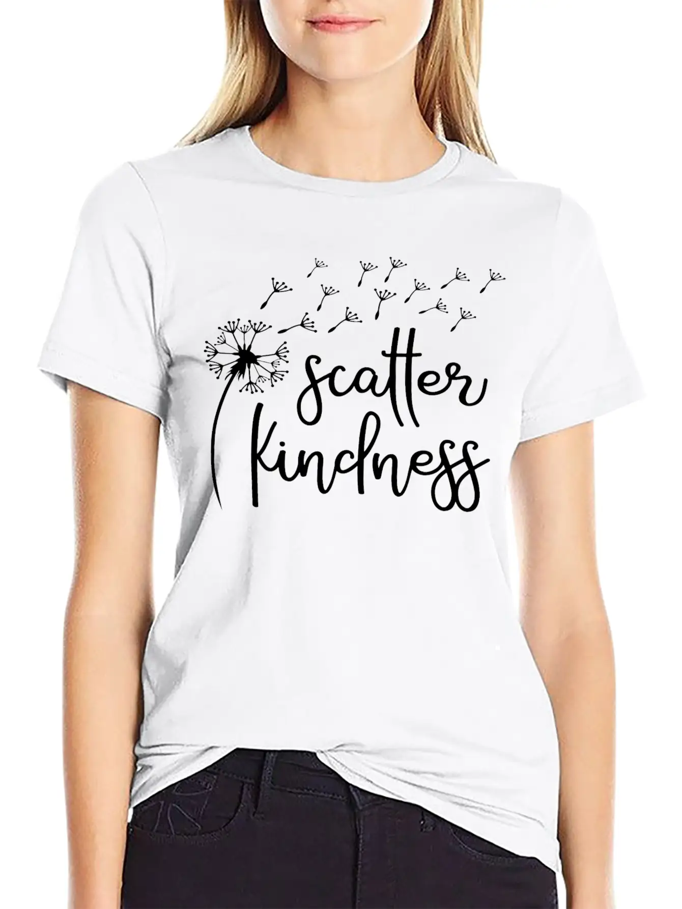 Scatter Kindness, Kindness Dandelion Wish, Be Kind Unisex Short Sleeve Soft Cotton T-Shirt – Casual Everyday Wear