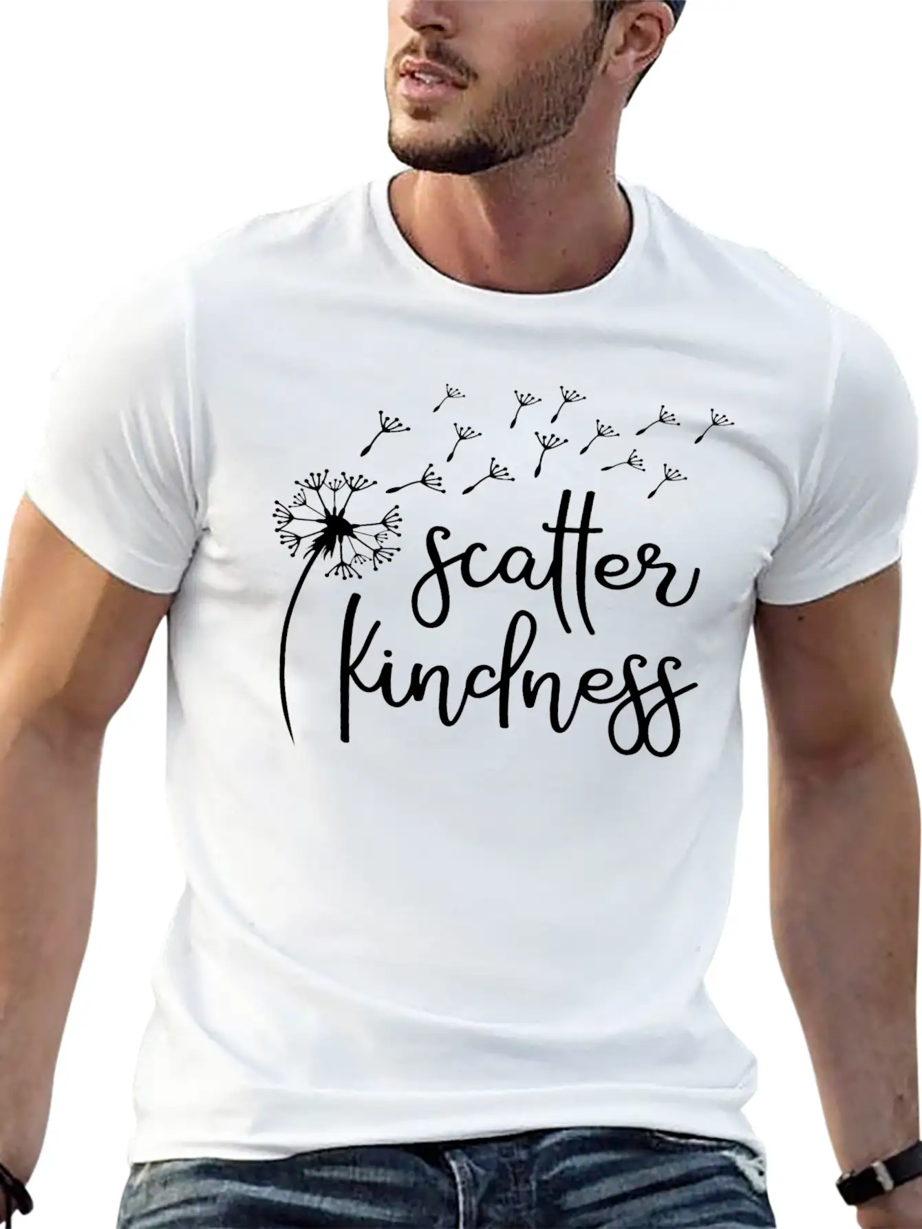 Scatter Kindness, Kindness Dandelion Wish, Be Kind Unisex Short Sleeve Soft Cotton T-Shirt – Casual Everyday Wear