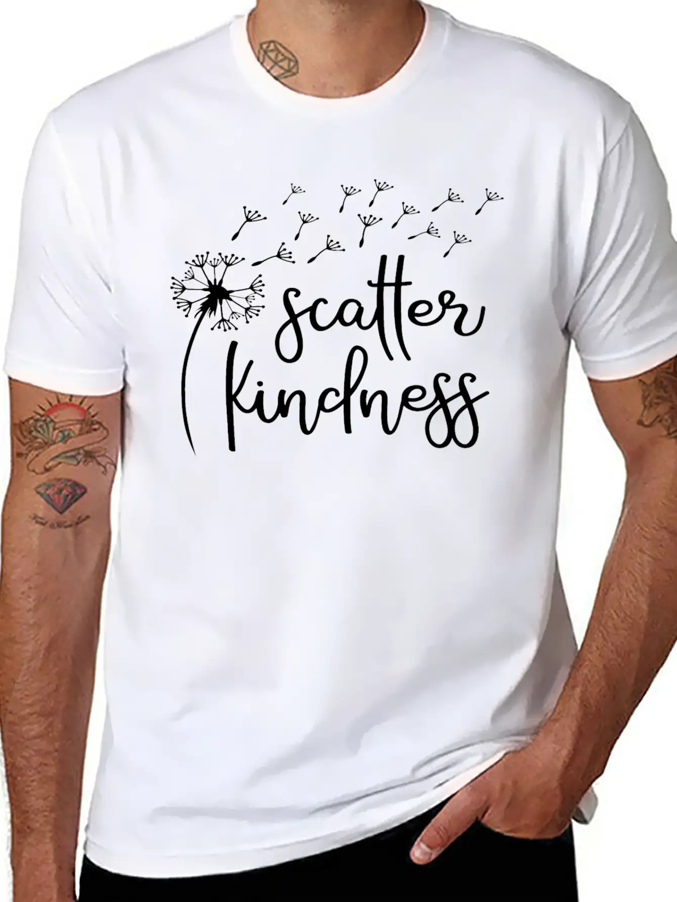 Scatter Kindness, Kindness Dandelion Wish, Be Kind Unisex Short Sleeve Soft Cotton T-Shirt – Casual Everyday Wear