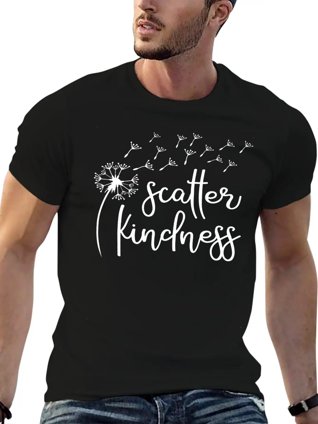 Scatter Kindness, Kindness Dandelion Wish, Be Kind Unisex Short Sleeve Soft Cotton T-Shirt – Casual Everyday Wear