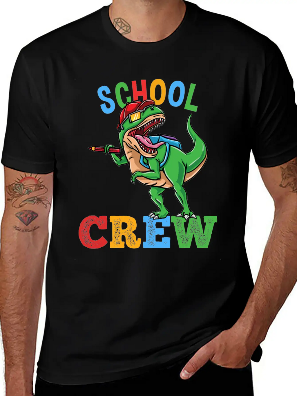 School Crew T-Rex Dinosaur Back To School Boys Essential Cotton Tee For Daily Outfits – Unisex Style