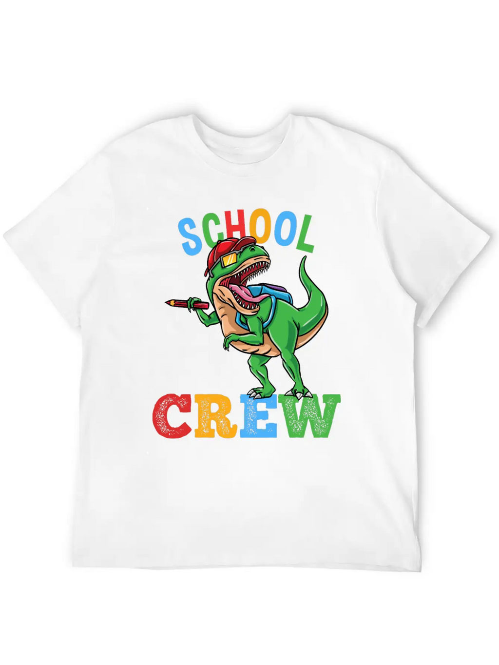 School Crew T-Rex Dinosaur Back To School Boys Essential Cotton Tee For Daily Outfits – Unisex Style