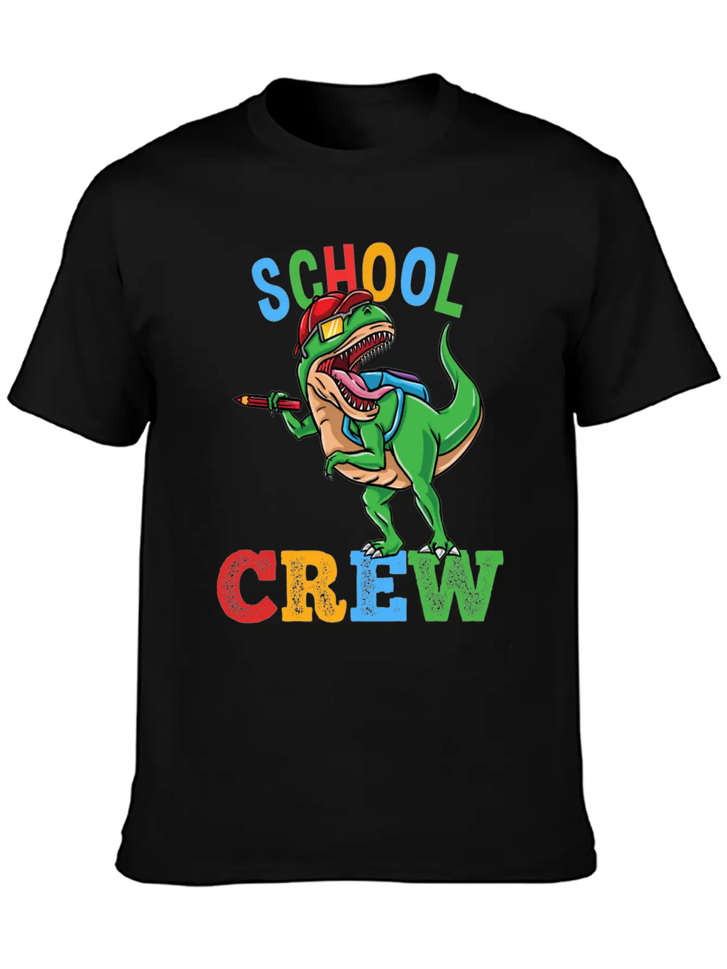 School Crew T-Rex Dinosaur Back To School Boys Essential Cotton Tee For Daily Outfits – Unisex Style