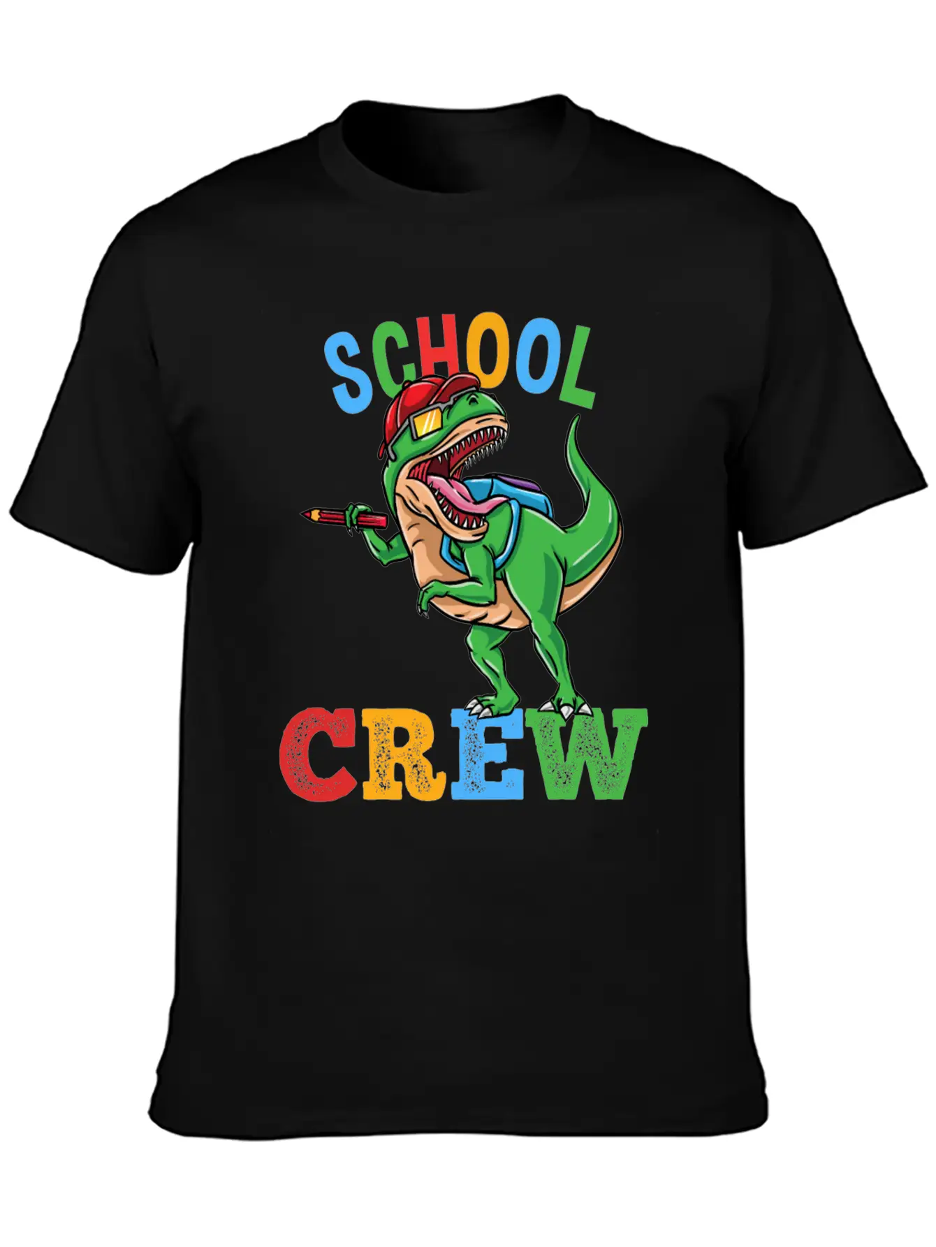 School Crew T-Rex Dinosaur Back To School Boys Essential Cotton Tee For Daily Outfits – Unisex Style