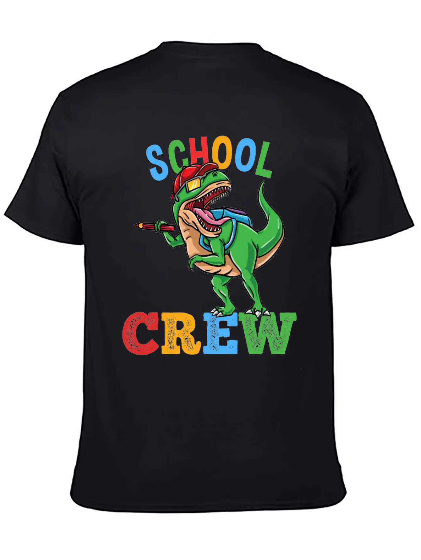 School Crew T-Rex Dinosaur Back To School Boys Essential Cotton Tee For Daily Outfits – Unisex Style