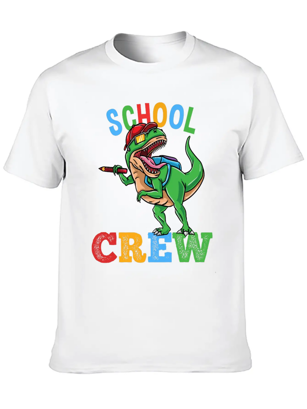 School Crew T-Rex Dinosaur Back To School Boys Essential Cotton Tee For Daily Outfits – Unisex Style