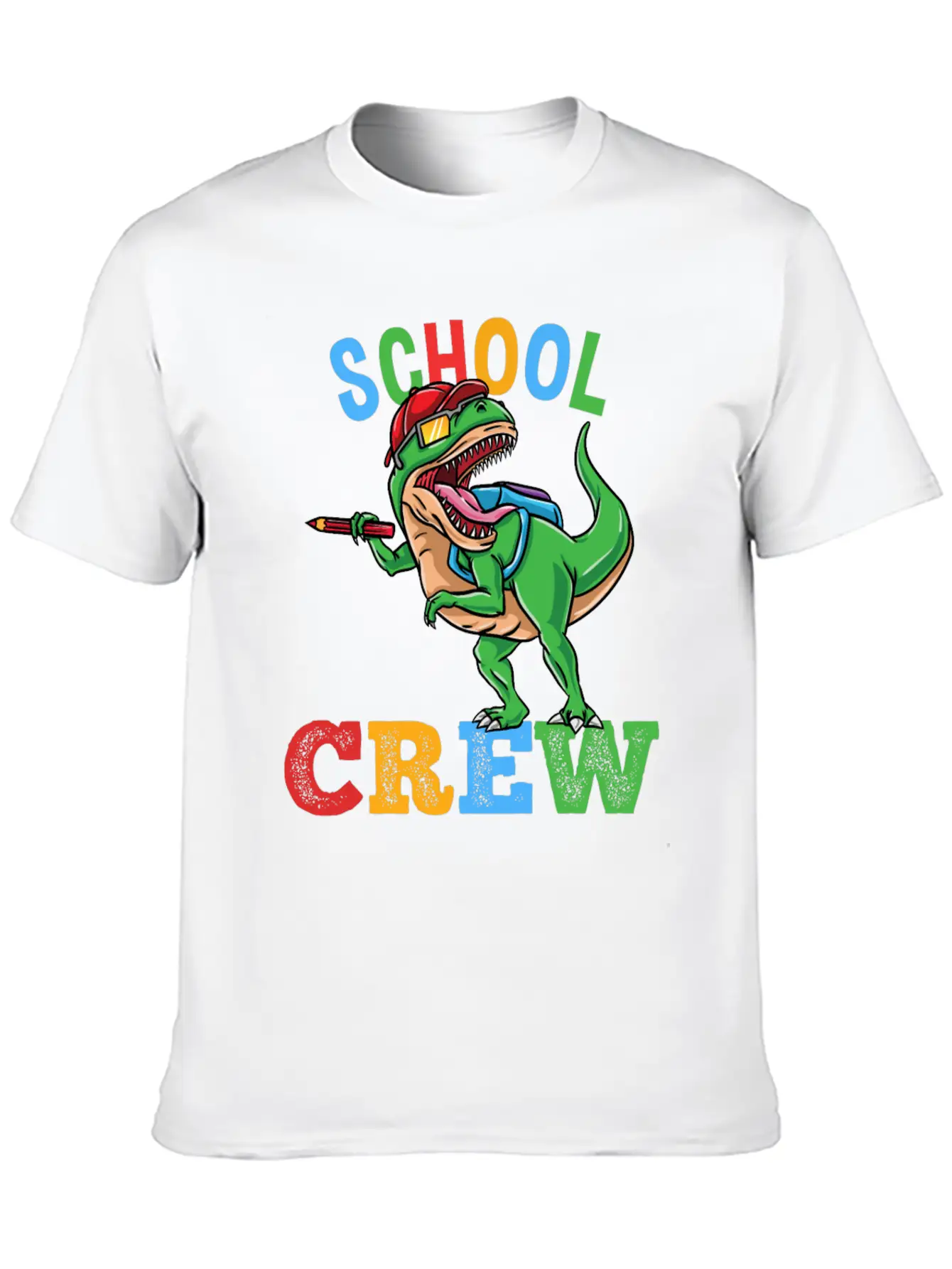 School Crew T-Rex Dinosaur Back To School Boys Essential Cotton Tee For Daily Outfits – Unisex Style