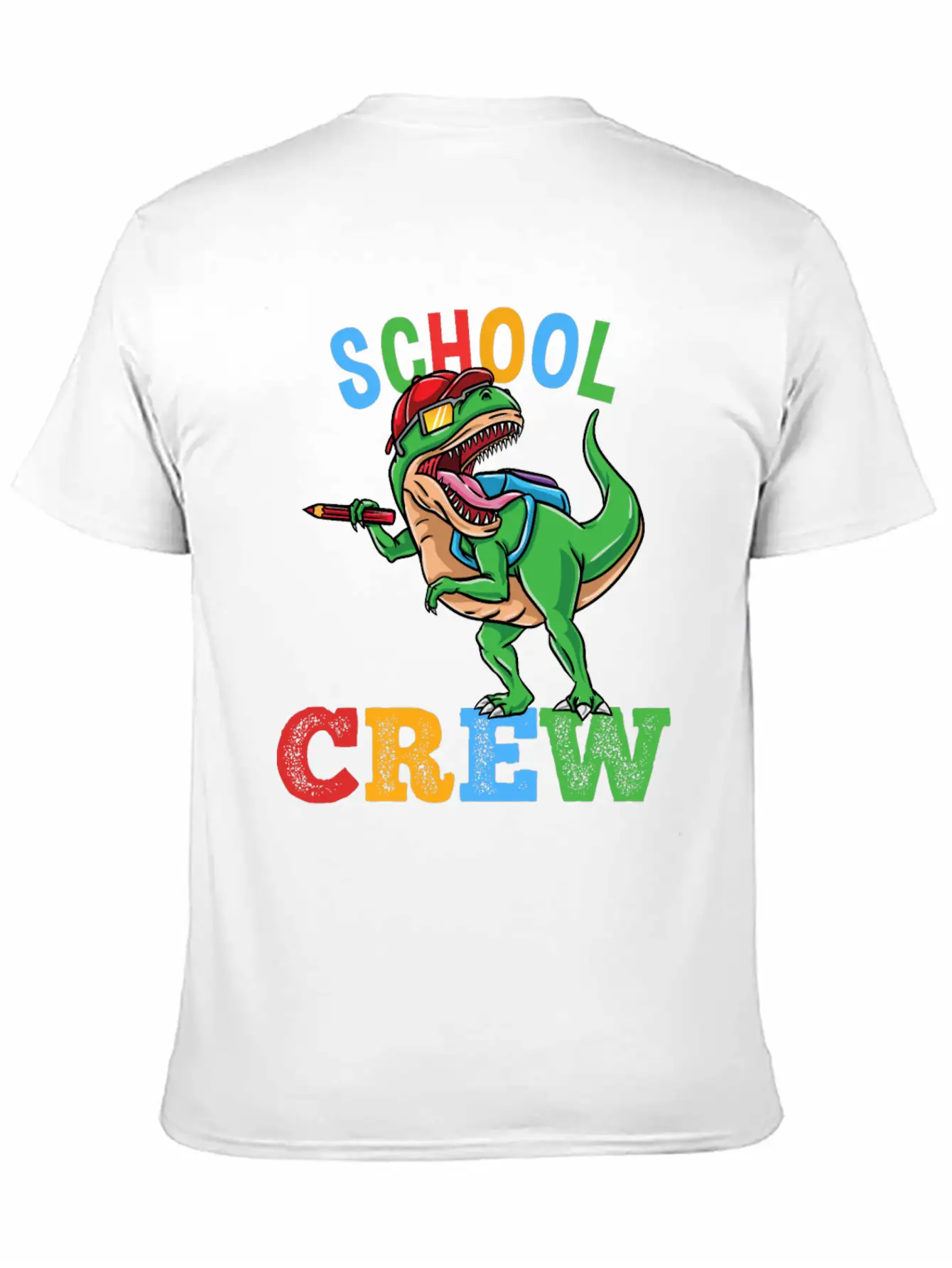 School Crew T-Rex Dinosaur Back To School Boys Essential Cotton Tee For Daily Outfits – Unisex Style