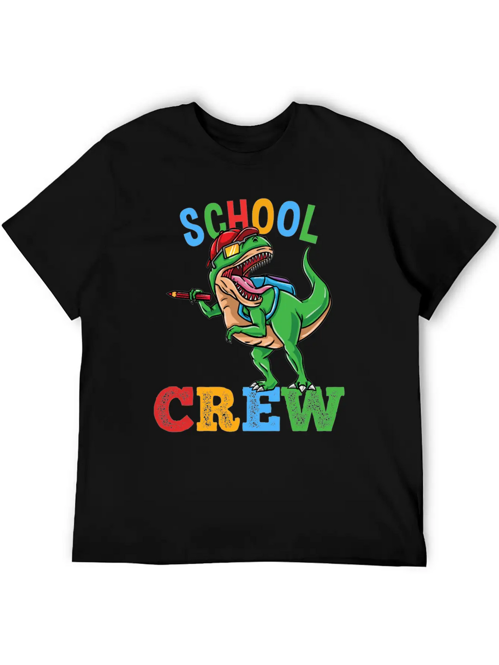 School Crew T-Rex Dinosaur Back To School Boys Essential Cotton Tee For Daily Outfits – Unisex Style