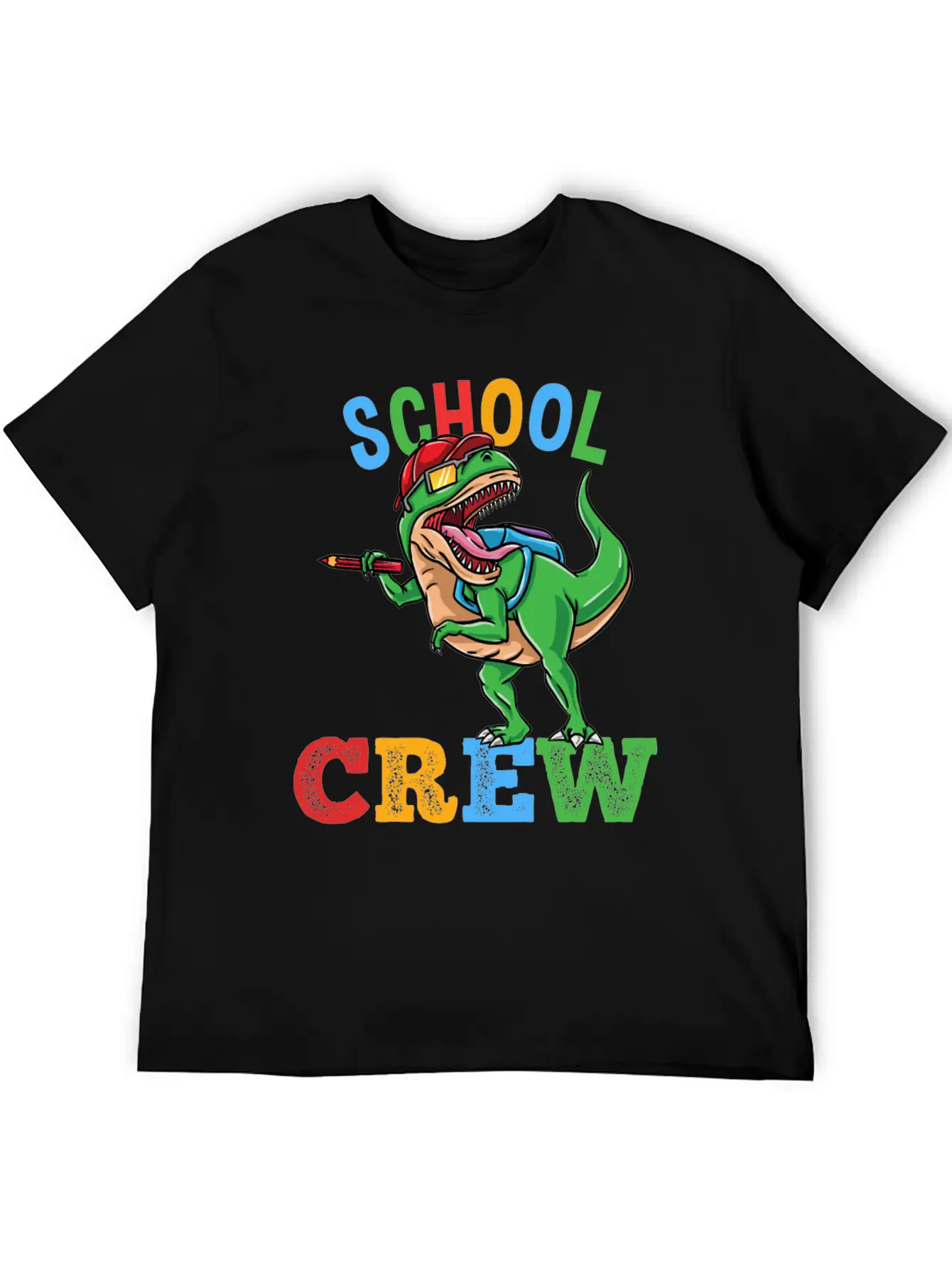 School Crew T-Rex Dinosaur Back To School Boys Essential Cotton Tee For Daily Outfits – Unisex Style