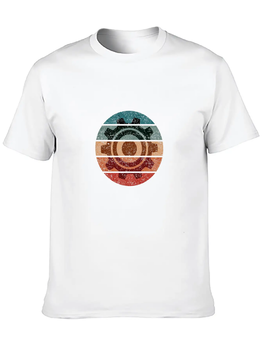 Science Engineer Gear Sunset Grunge Retro Icon Stylish Everyday T-Shirt – Unisex Basic Cotton Tee