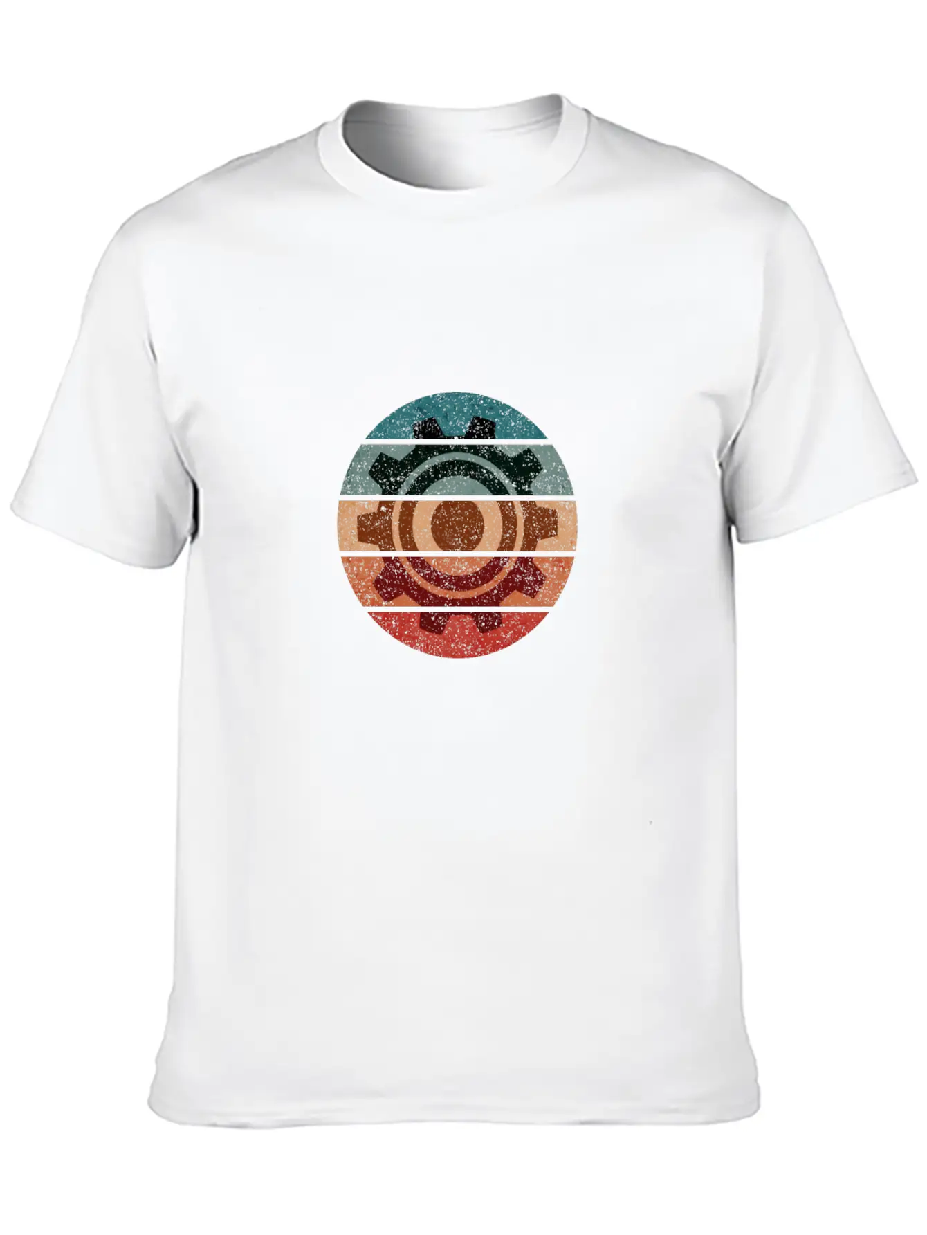Science Engineer Gear Sunset Grunge Retro Icon Stylish Everyday T-Shirt – Unisex Basic Cotton Tee
