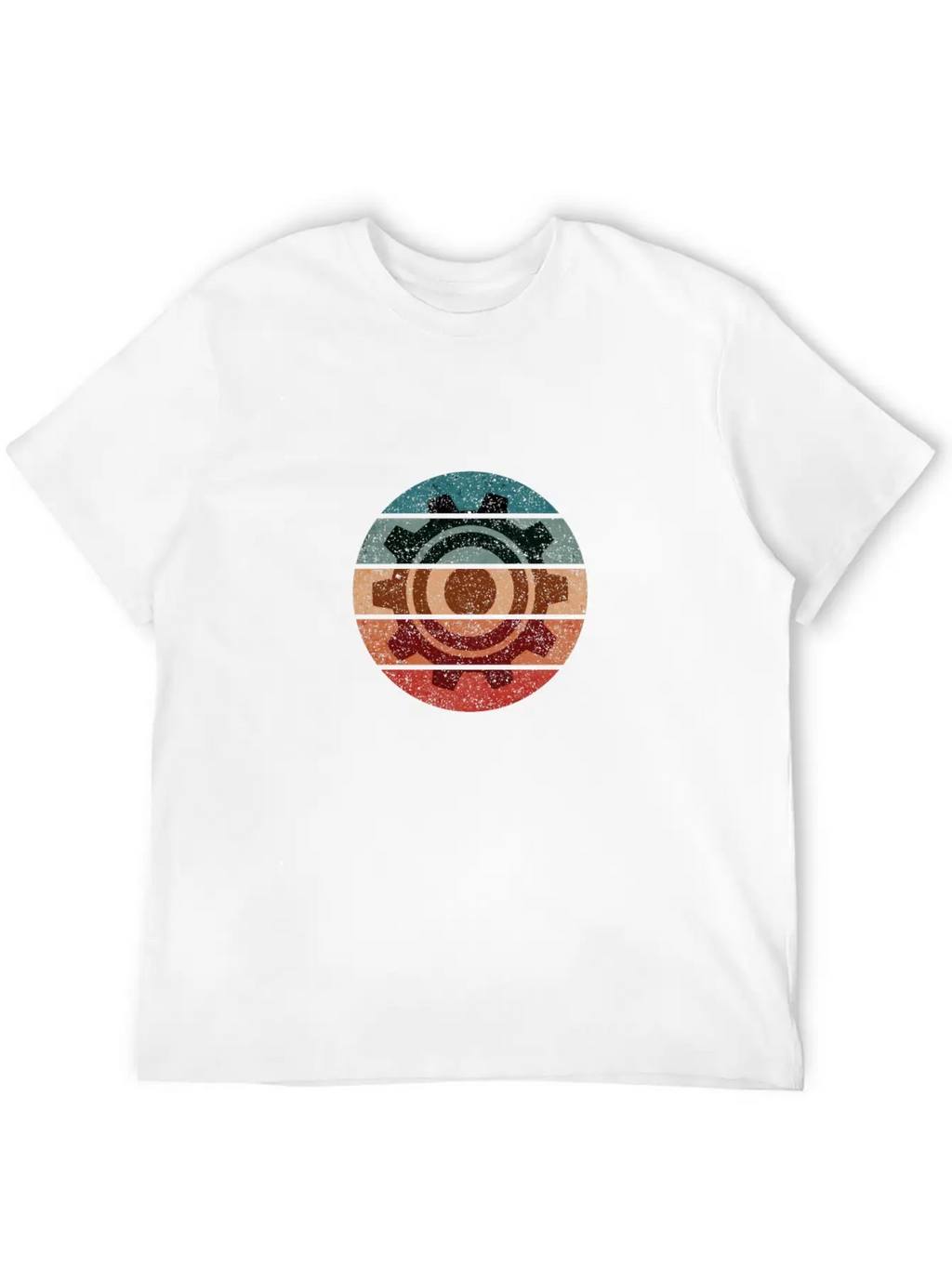 Science Engineer Gear Sunset Grunge Retro Icon Stylish Everyday T-Shirt – Unisex Basic Cotton Tee