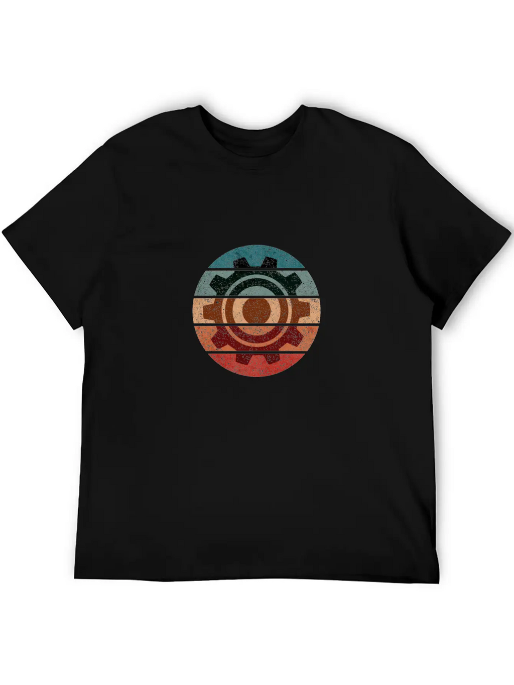 Science Engineer Gear Sunset Grunge Retro Icon Stylish Everyday T-Shirt – Unisex Basic Cotton Tee
