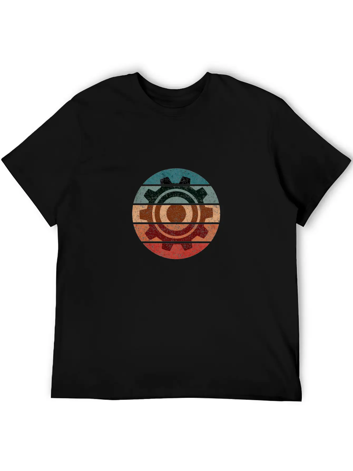 Science Engineer Gear Sunset Grunge Retro Icon Stylish Everyday T-Shirt – Unisex Basic Cotton Tee