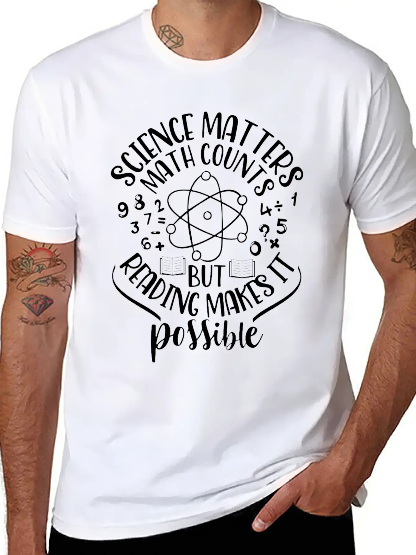 Science Matters Math Cos But Reading Makes It Poss Unisex Short Sleeve Soft Cotton T-Shirt – Casual Everyday Wear