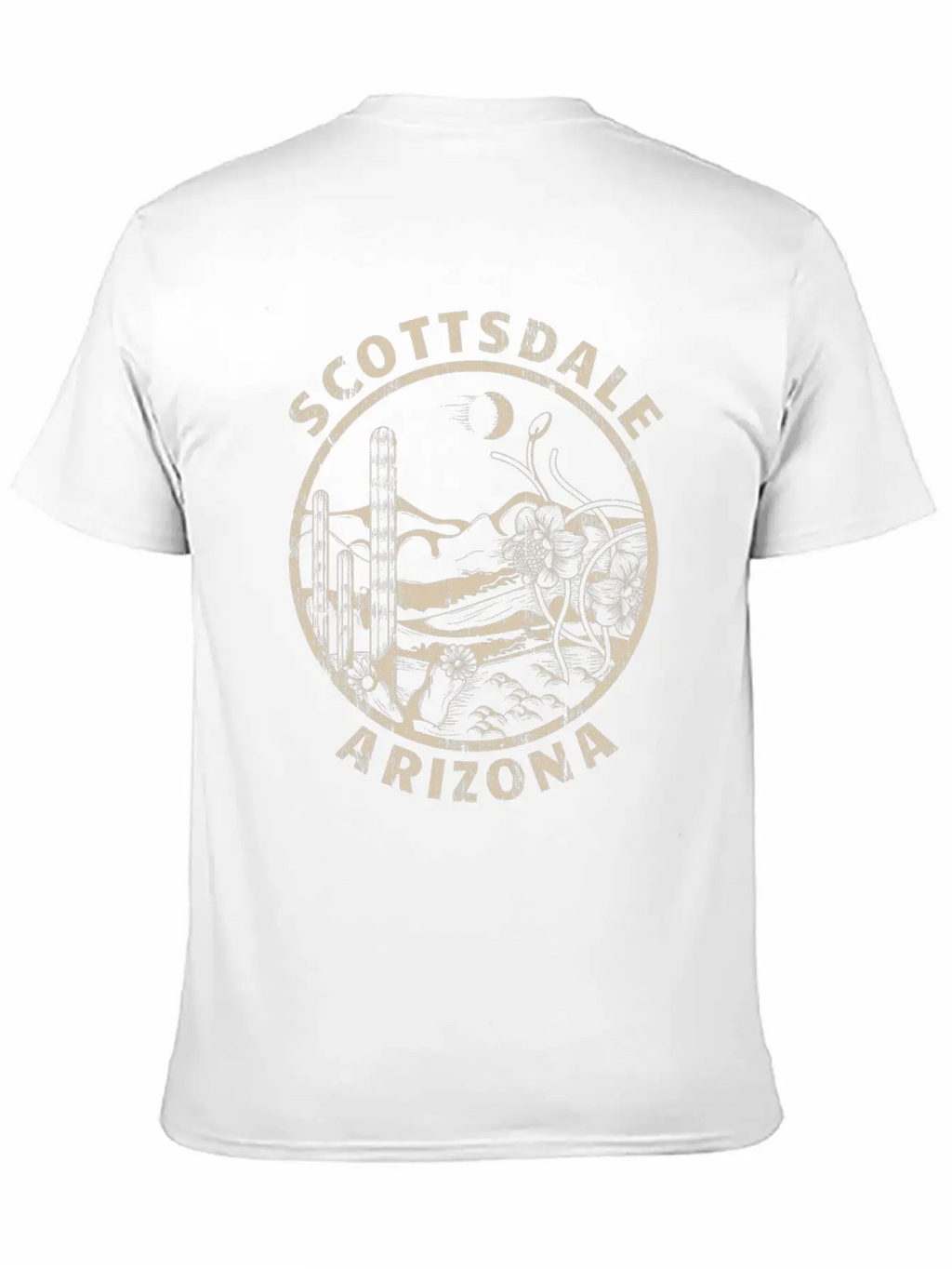 Scottsdale Arizona Linocut Distressed Desert Breathable Soft Cotton T-Shirt – Timeless Casual Look