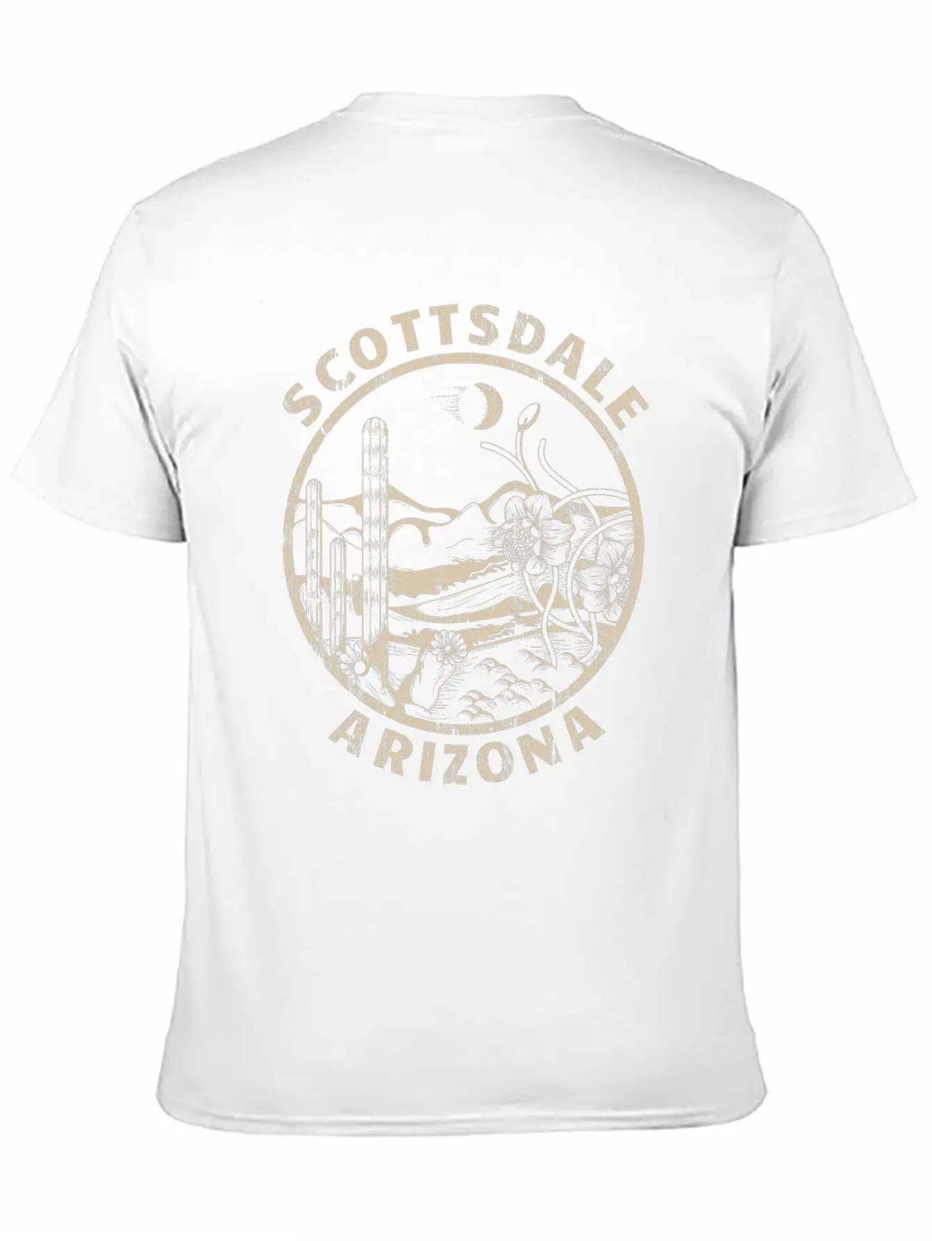 Scottsdale Arizona Linocut Distressed Desert Breathable Soft Cotton T-Shirt – Timeless Casual Look