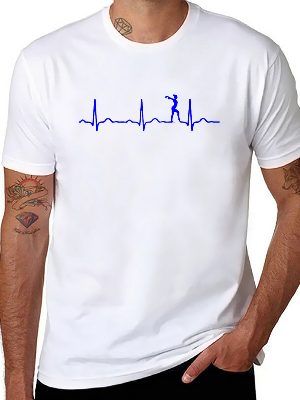 Heartbeat Golfer Graphic Tee - Black Cotton T-Shirt