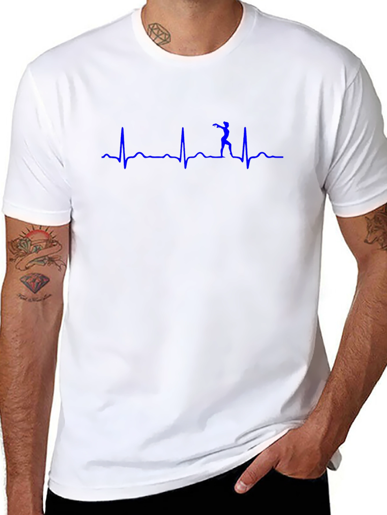Heartbeat Golfer Graphic Tee - Black Cotton T-Shirt
