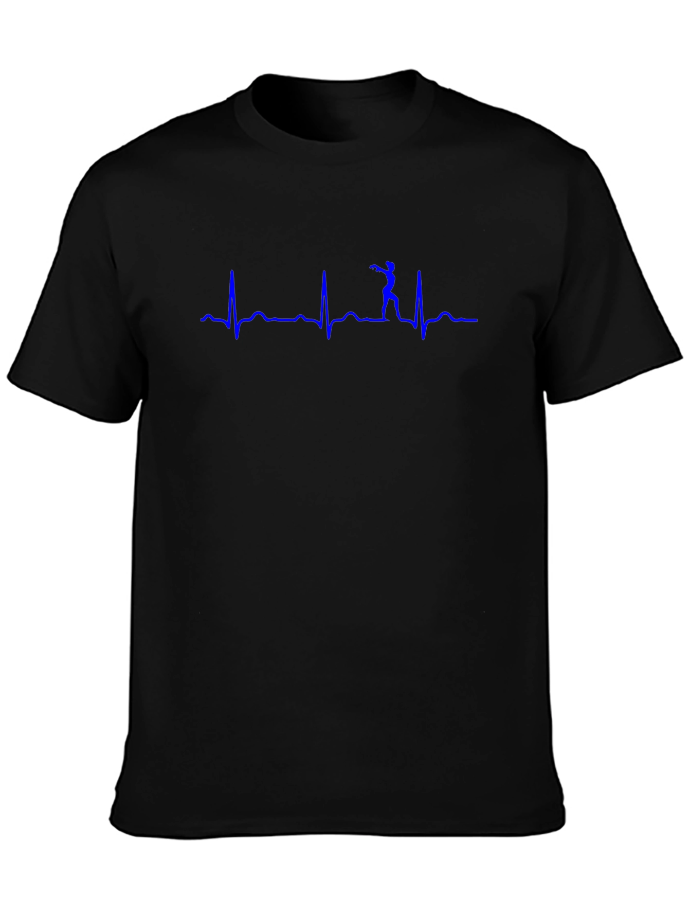 Heartbeat Golfer Graphic Tee - Black Cotton T-Shirt