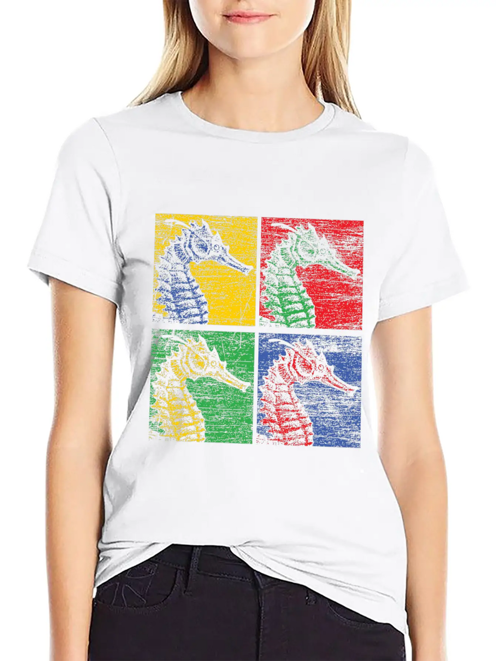 Sea Horse Pop Art Unisex Casual T-Shirt – Clean Design For Daily Comfort