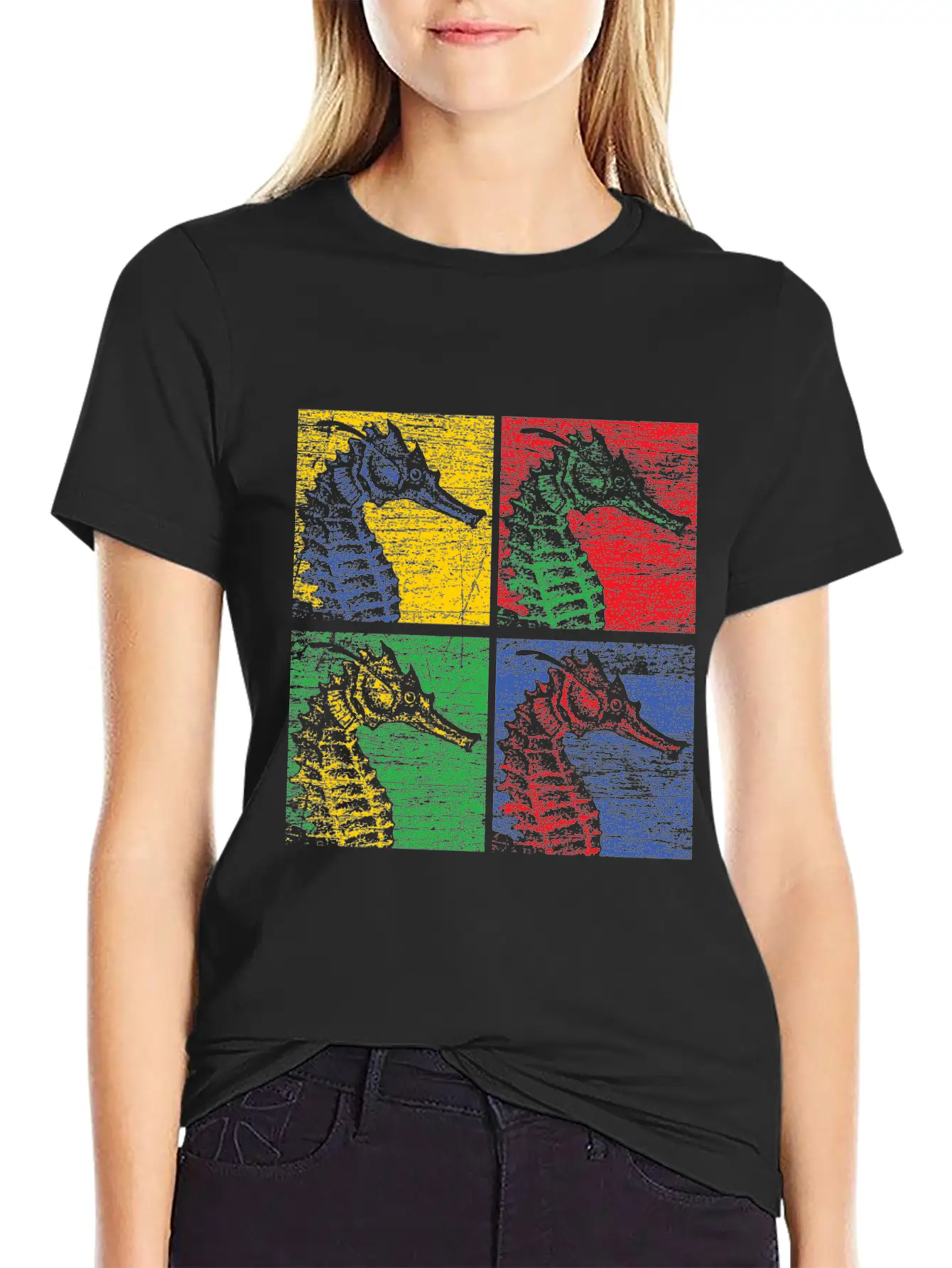 Sea Horse Pop Art Unisex Casual T-Shirt – Clean Design For Daily Comfort