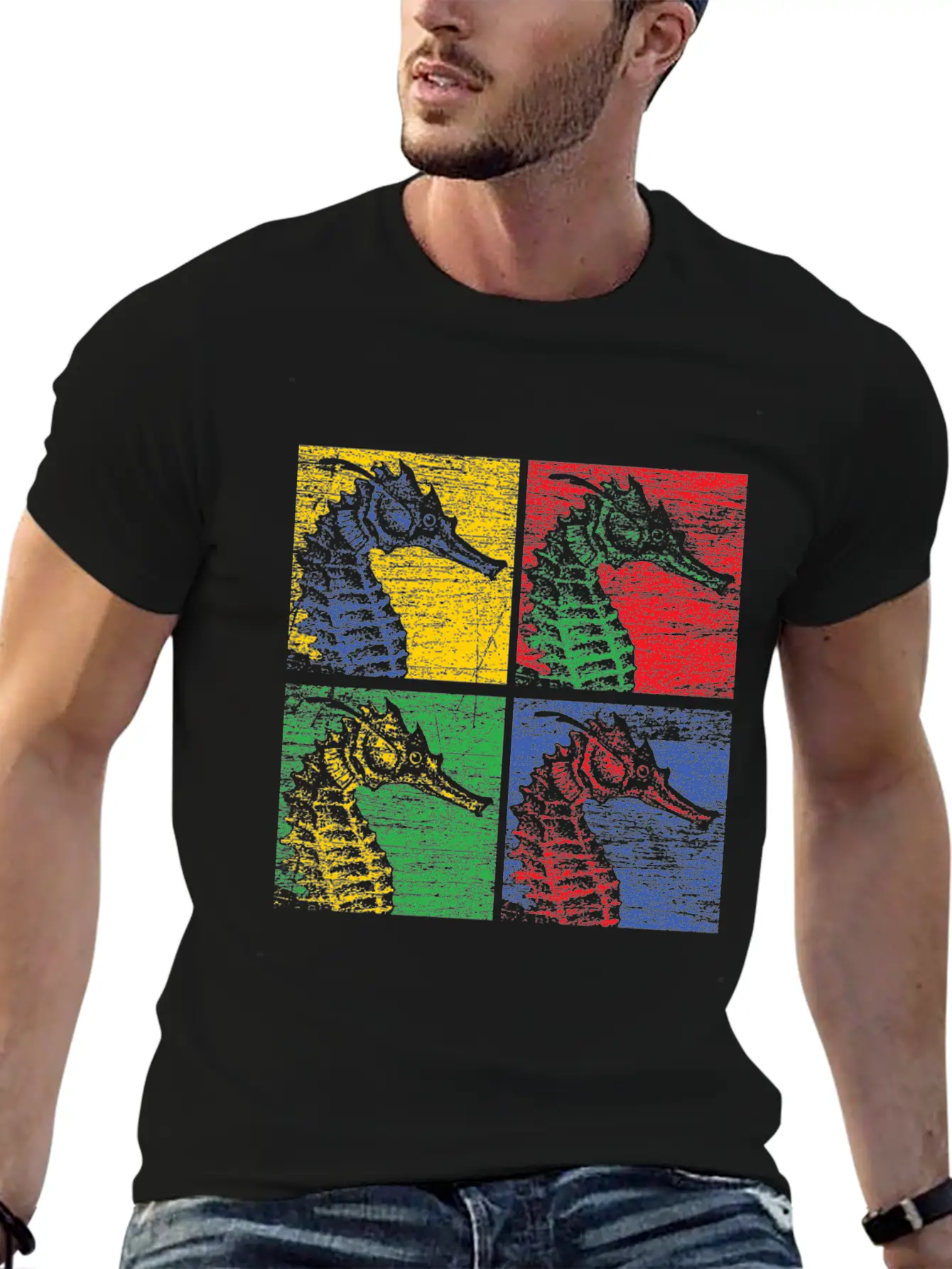 Sea Horse Pop Art Unisex Casual T-Shirt – Clean Design For Daily Comfort