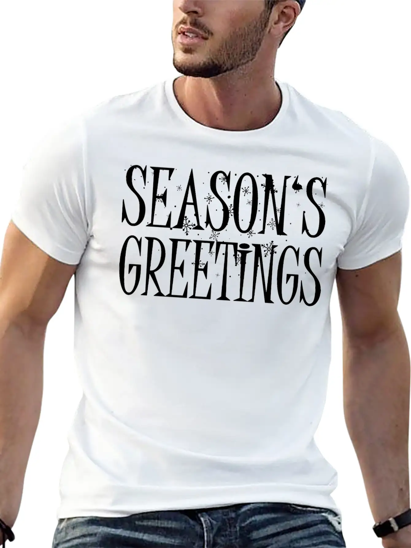 Season's Greeting Xmas Time Unisex Short Sleeve Soft Cotton T-Shirt – Casual Everyday Wear