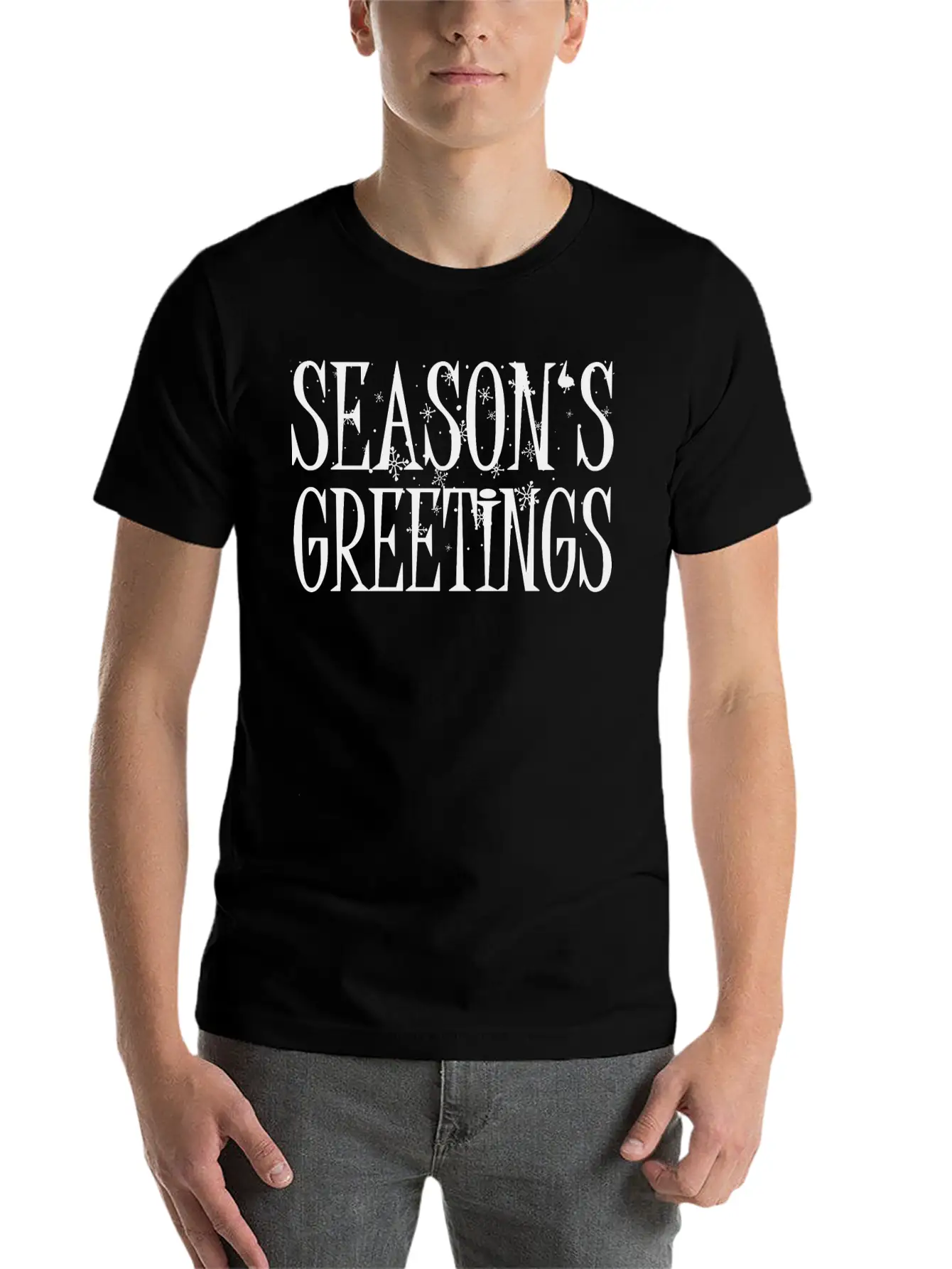 Season's Greeting Xmas Time Unisex Short Sleeve Soft Cotton T-Shirt – Casual Everyday Wear