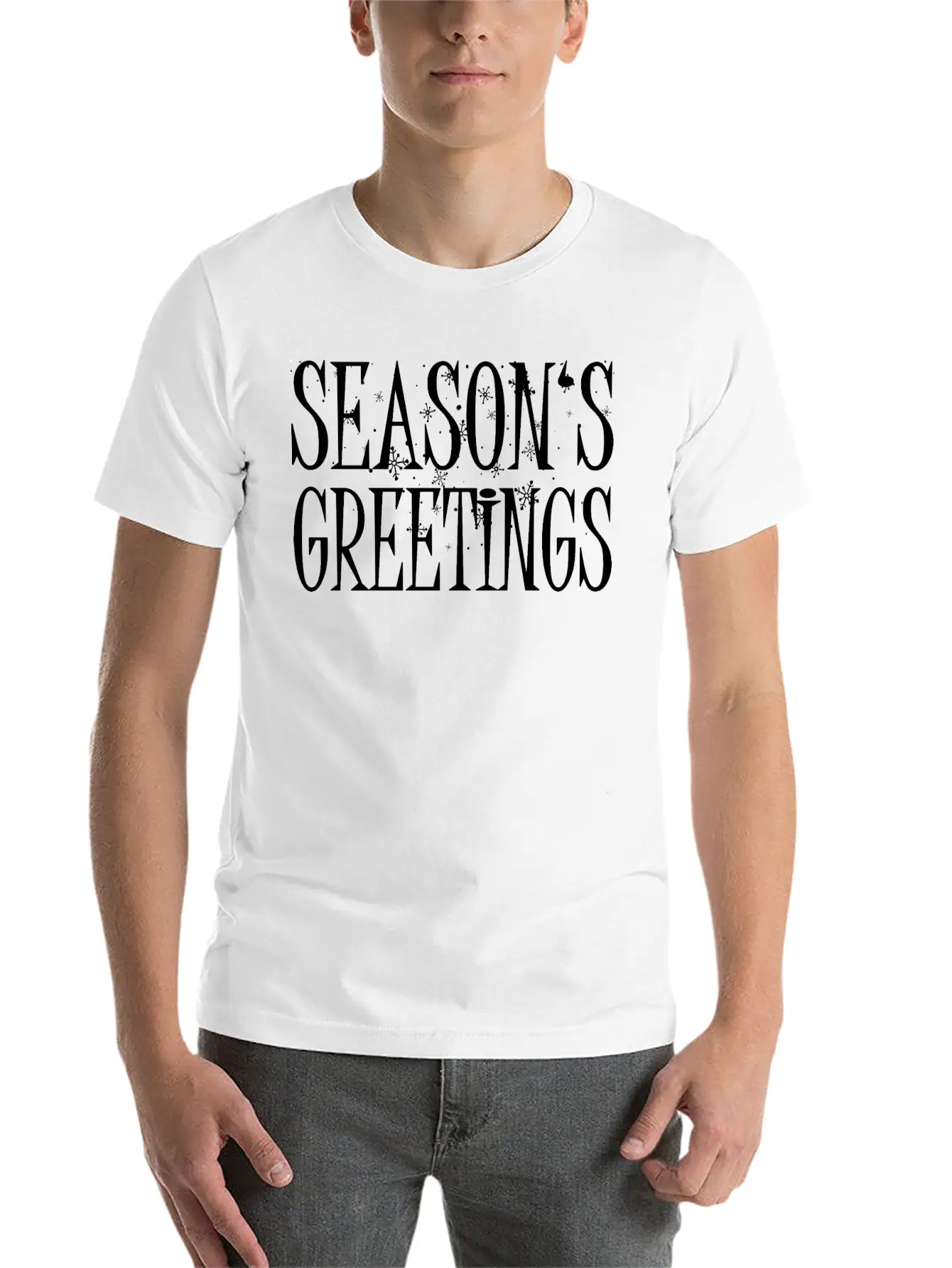 Season's Greeting Xmas Time Unisex Short Sleeve Soft Cotton T-Shirt – Casual Everyday Wear