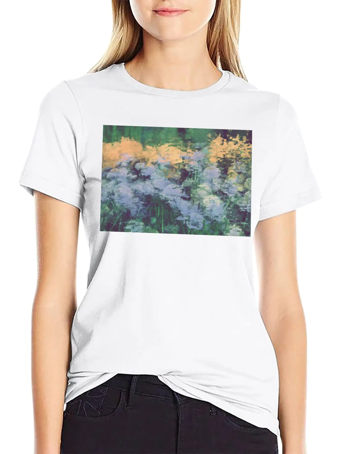 Secret Garden -Lake Flowers Unisex Short Sleeve Soft Cotton T-Shirt – Casual Everyday Wear