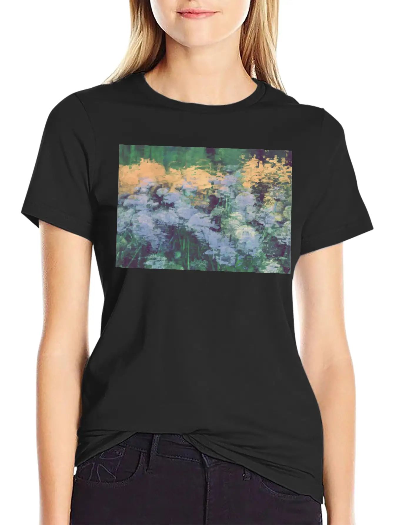 Secret Garden -Lake Flowers Unisex Short Sleeve Soft Cotton T-Shirt – Casual Everyday Wear