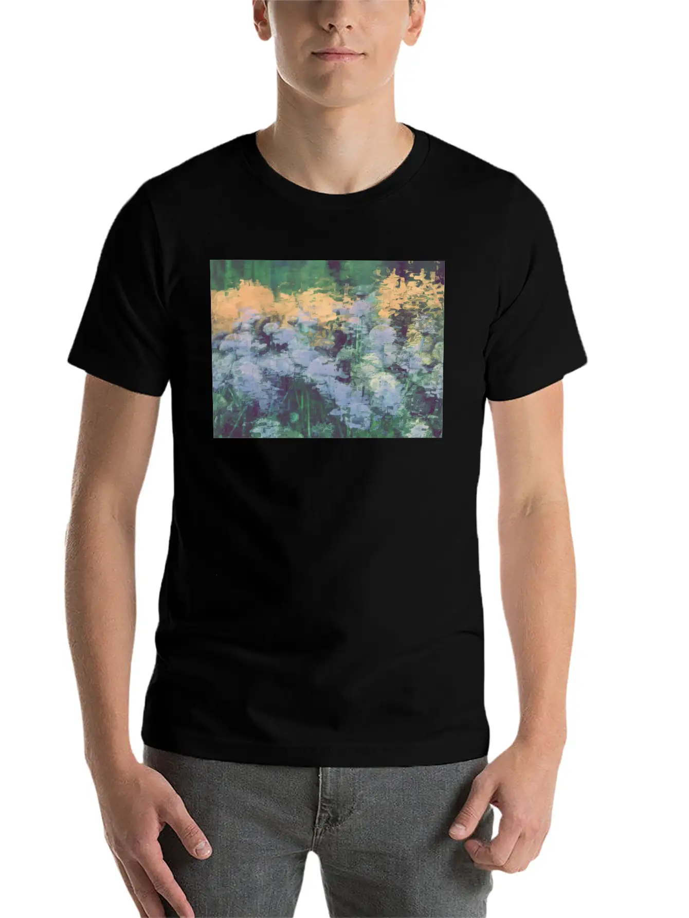 Secret Garden -Lake Flowers Unisex Short Sleeve Soft Cotton T-Shirt – Casual Everyday Wear