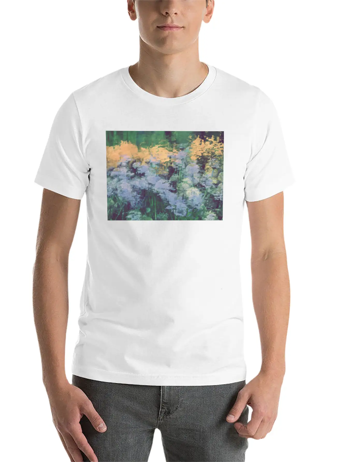 Secret Garden -Lake Flowers Unisex Short Sleeve Soft Cotton T-Shirt – Casual Everyday Wear