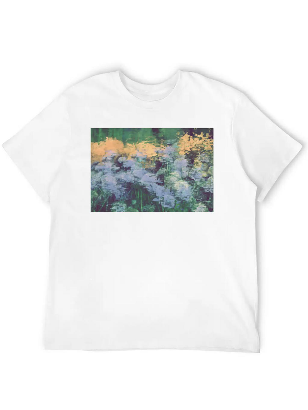 Secret Garden -Lake Flowers Unisex Short Sleeve Soft Cotton T-Shirt – Casual Everyday Wear