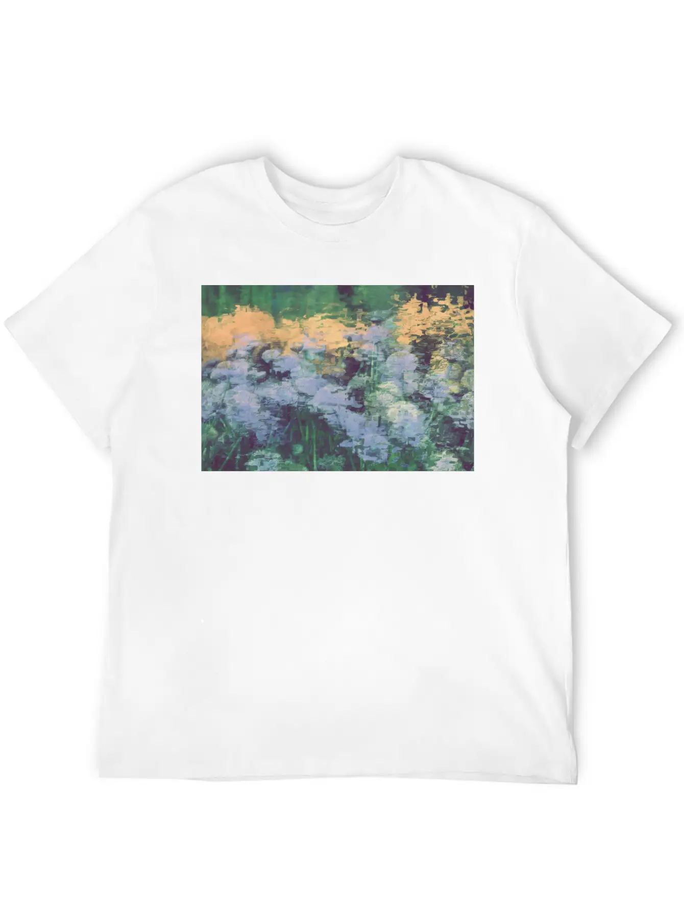 Secret Garden -Lake Flowers Unisex Short Sleeve Soft Cotton T-Shirt – Casual Everyday Wear