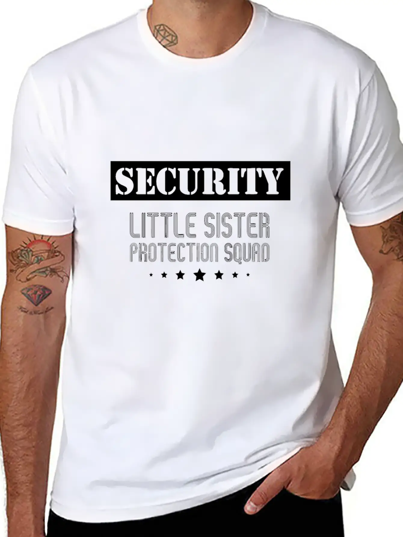Security Little Sister Protection Squad Big Brothe Breathable Soft Cotton T-Shirt – Timeless Casual Look