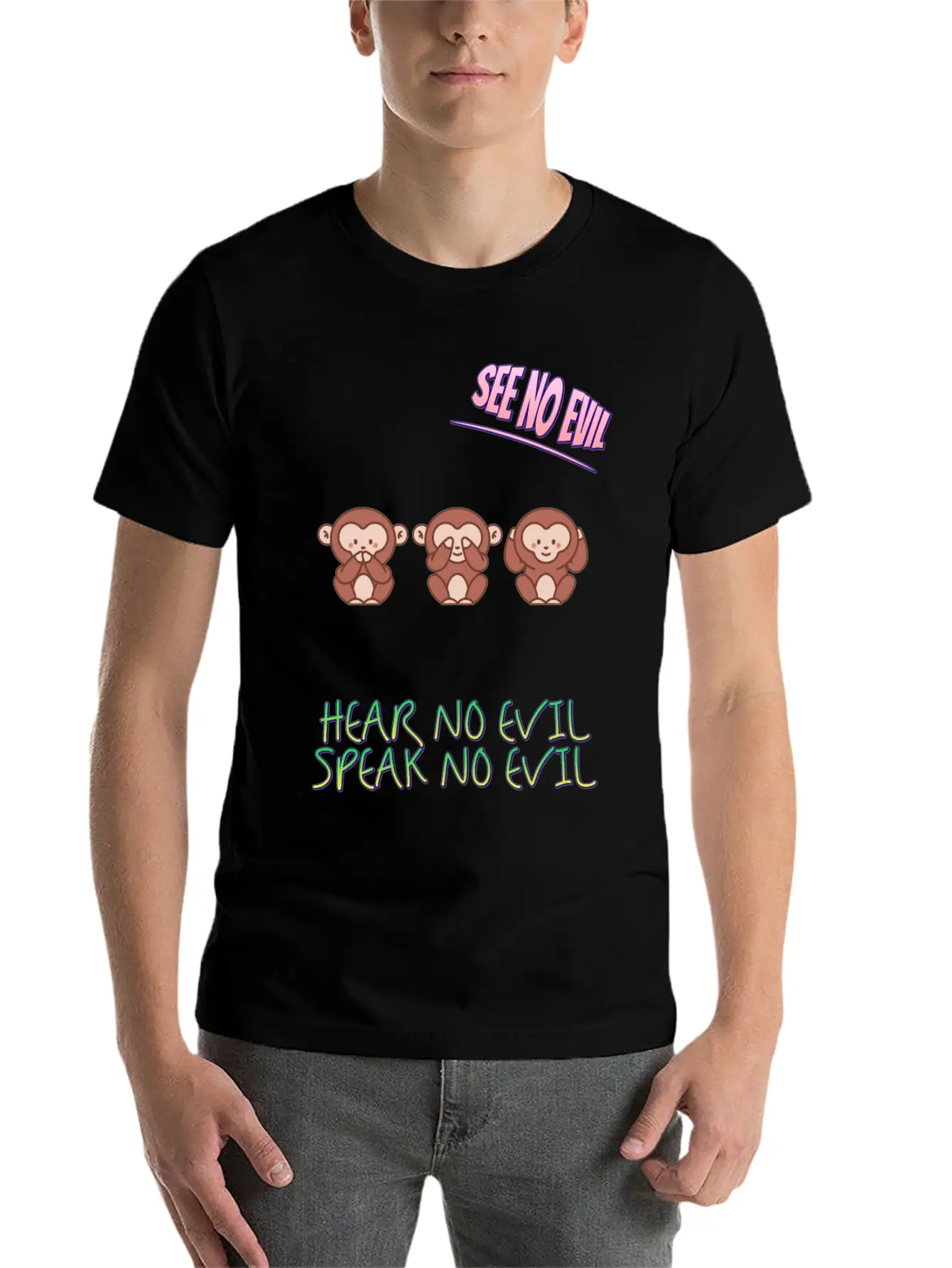See No Evil Hear No Evil Speak No Funny Novelty Classic Fit Graphic Tee For Daily Comfort – Unisex Cotton Shirt