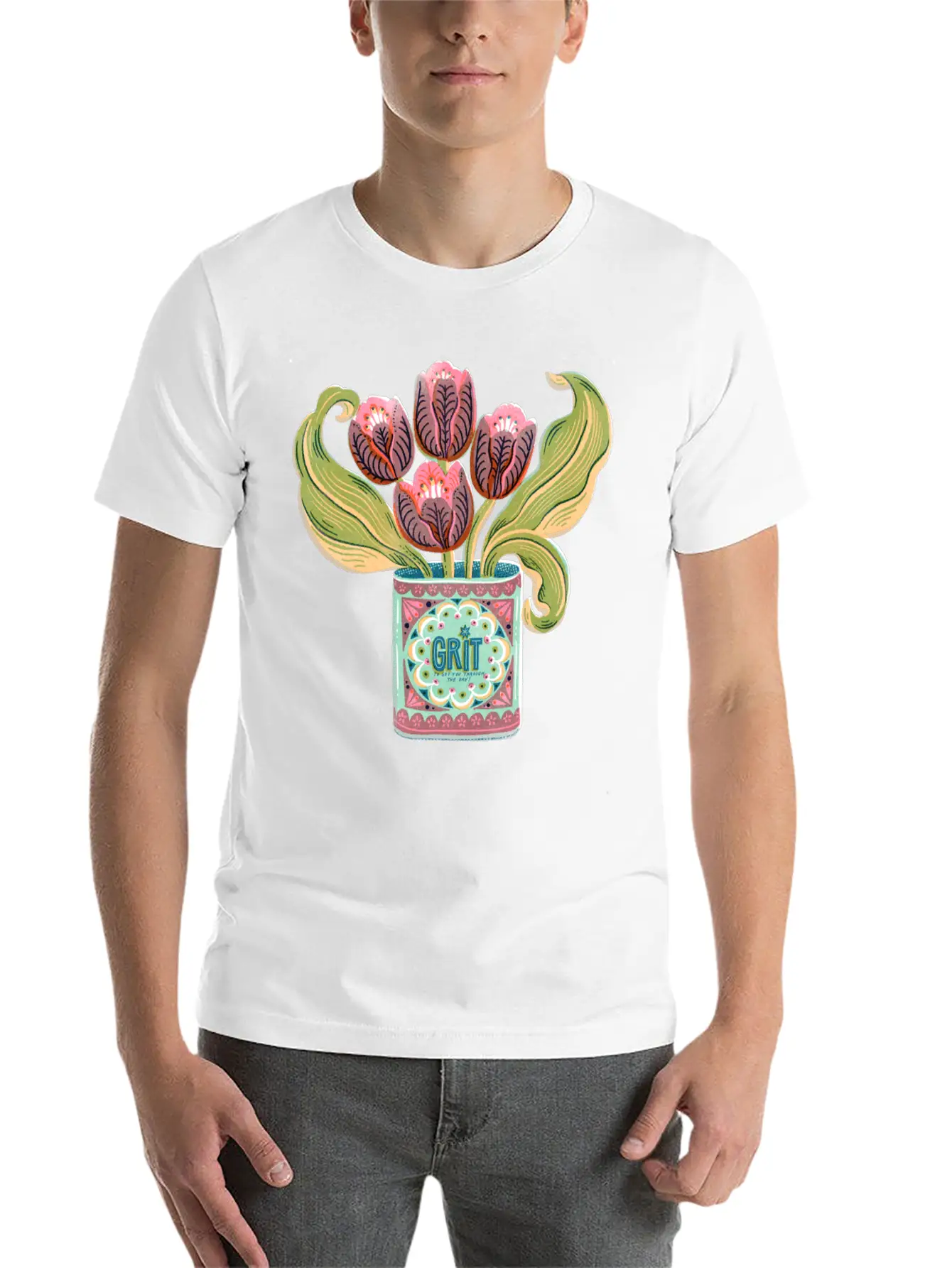 Self Care Spring Grit Tulip Retro Tin Can Unisex Casual T-Shirt – Clean Design For Daily Comfort