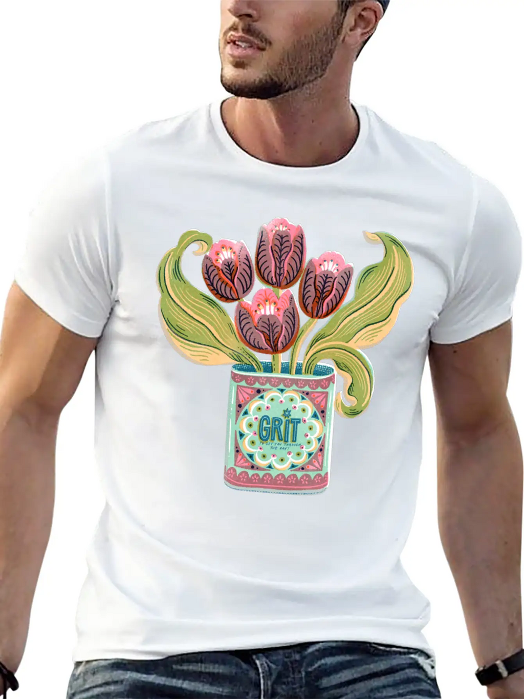 Self Care Spring Grit Tulip Retro Tin Can Unisex Casual T-Shirt – Clean Design For Daily Comfort