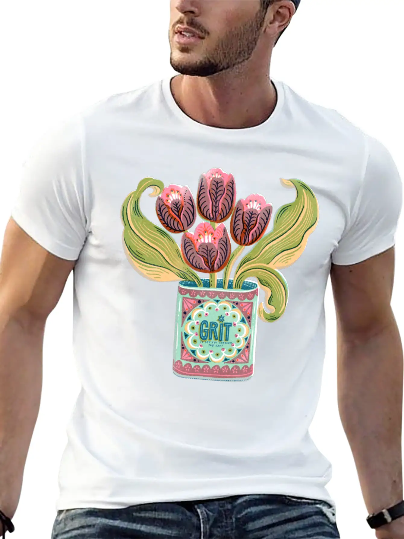 Self Care Spring Grit Tulip Retro Tin Can Unisex Casual T-Shirt – Clean Design For Daily Comfort