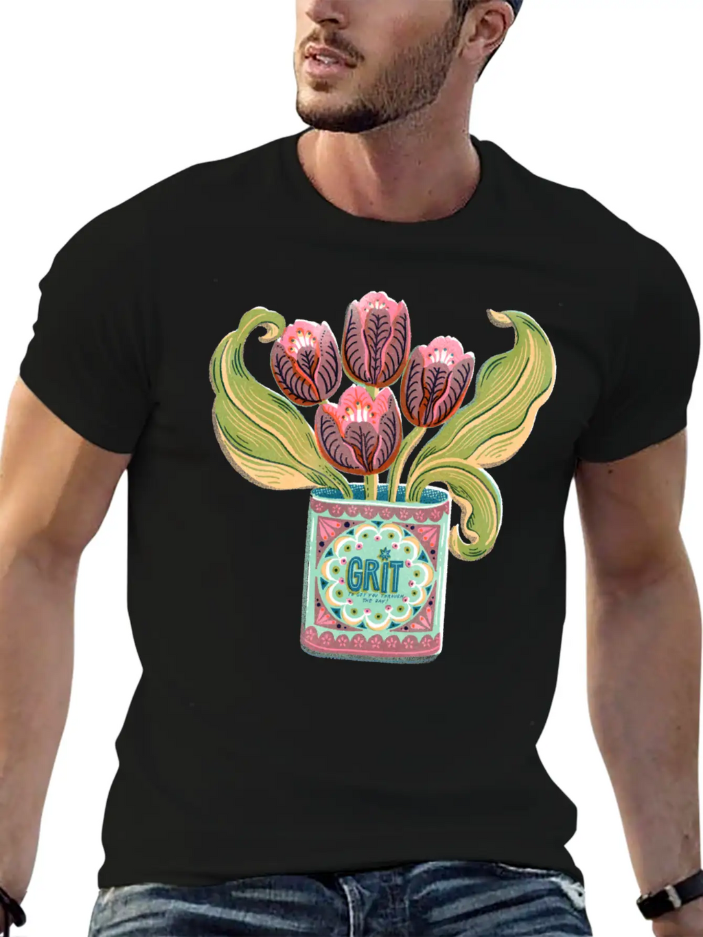 Self Care Spring Grit Tulip Retro Tin Can Unisex Casual T-Shirt – Clean Design For Daily Comfort