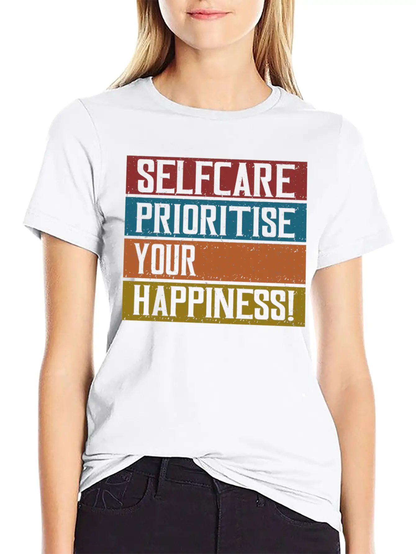 Selfcare Prioritise Your Happiness Breathable Graphic T-Shirt – Perfect For Casual Days