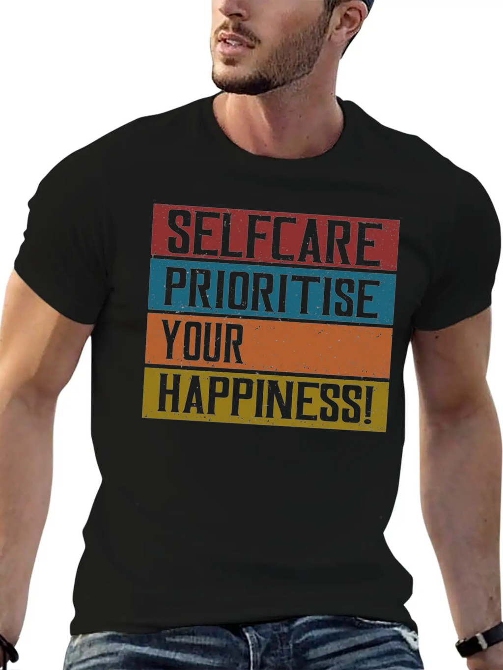 Selfcare Prioritise Your Happiness Breathable Graphic T-Shirt – Perfect For Casual Days