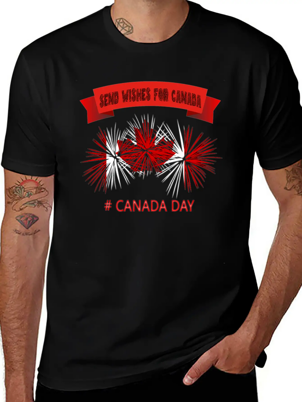 SEND WISHES FOR CANADA – CANADA DAY Unisex Short Sleeve Soft Cotton T-Shirt – Casual Everyday Wear