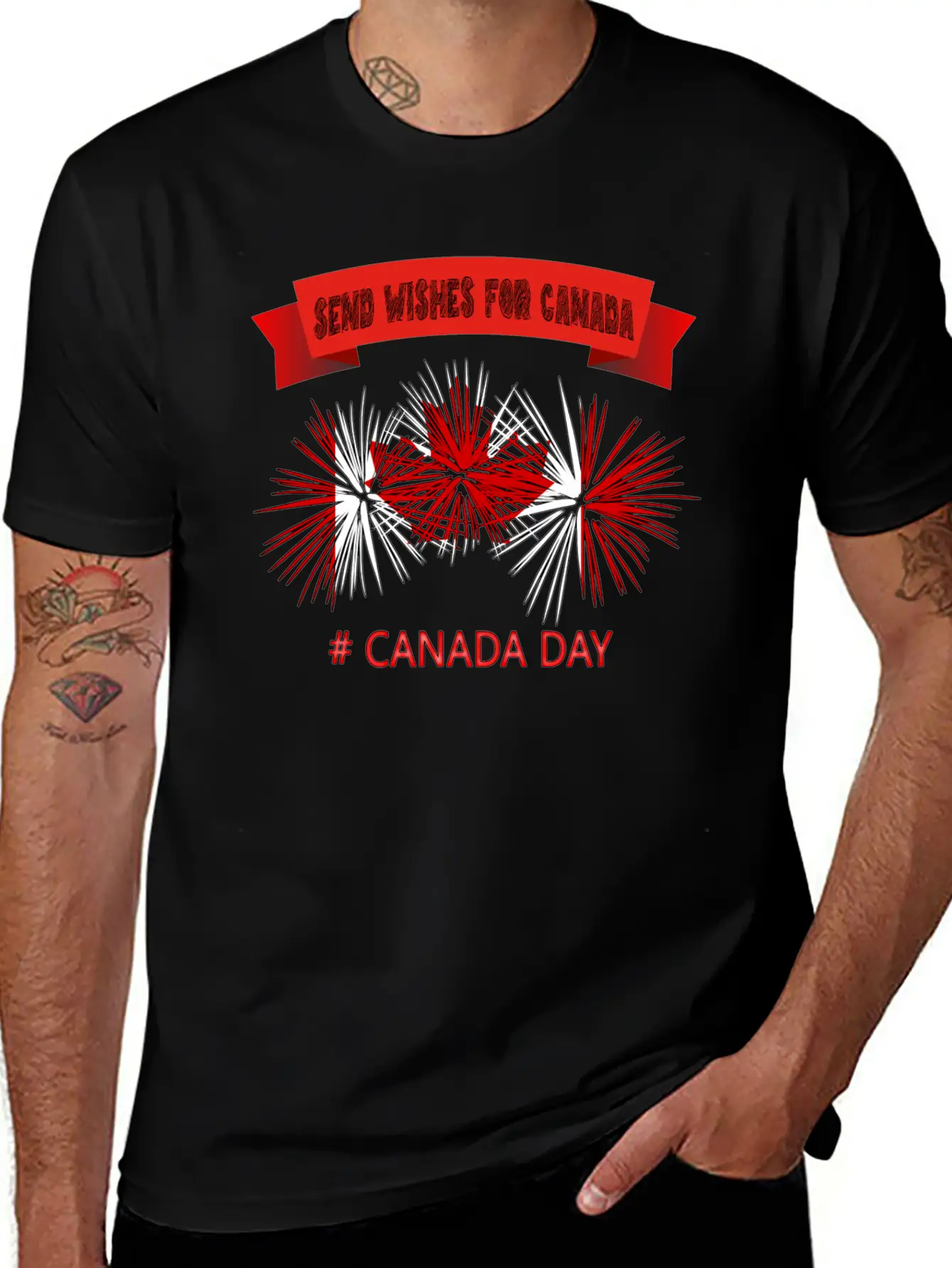 SEND WISHES FOR CANADA – CANADA DAY Unisex Short Sleeve Soft Cotton T-Shirt – Casual Everyday Wear
