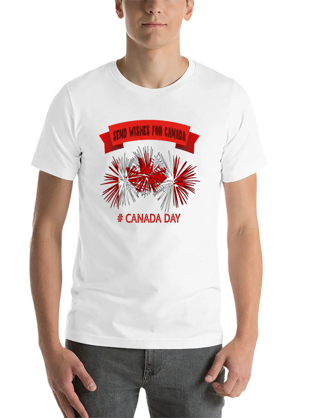 SEND WISHES FOR CANADA – CANADA DAY Unisex Short Sleeve Soft Cotton T-Shirt – Casual Everyday Wear