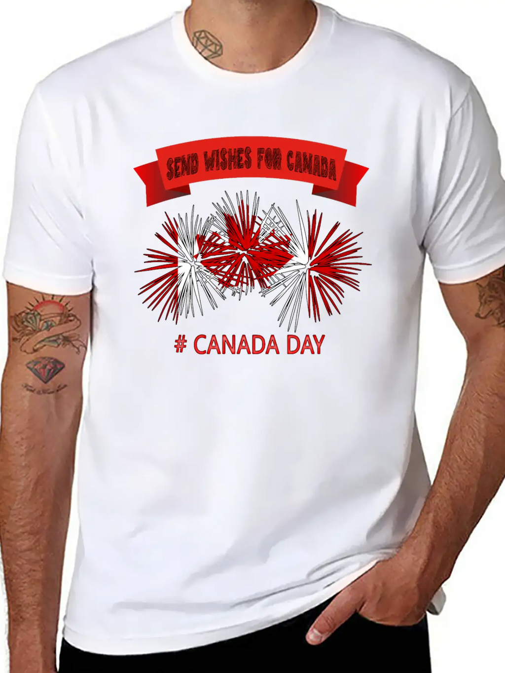 SEND WISHES FOR CANADA – CANADA DAY Unisex Short Sleeve Soft Cotton T-Shirt – Casual Everyday Wear